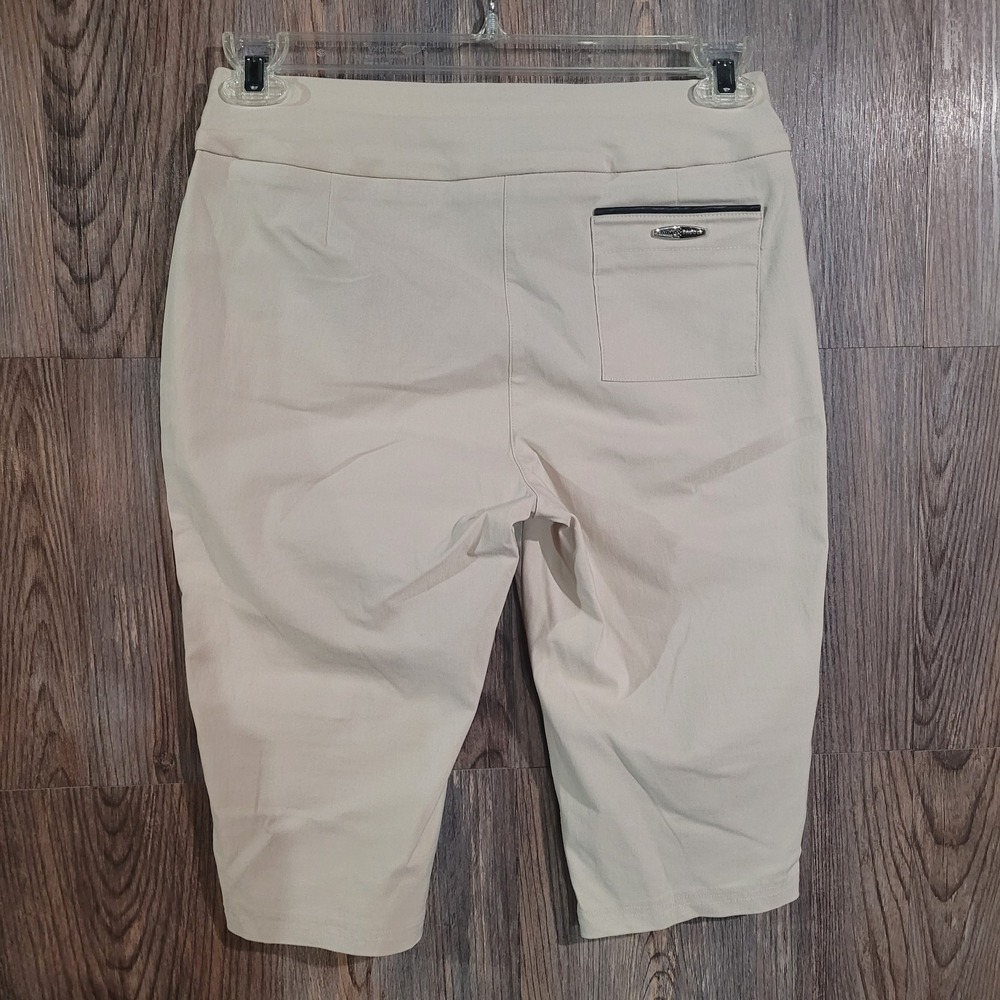 Jamie Sadock Pull On Golf Shorts Size 6 x 14 Cream Pockets Elastic Waist - Picture 6 of 11